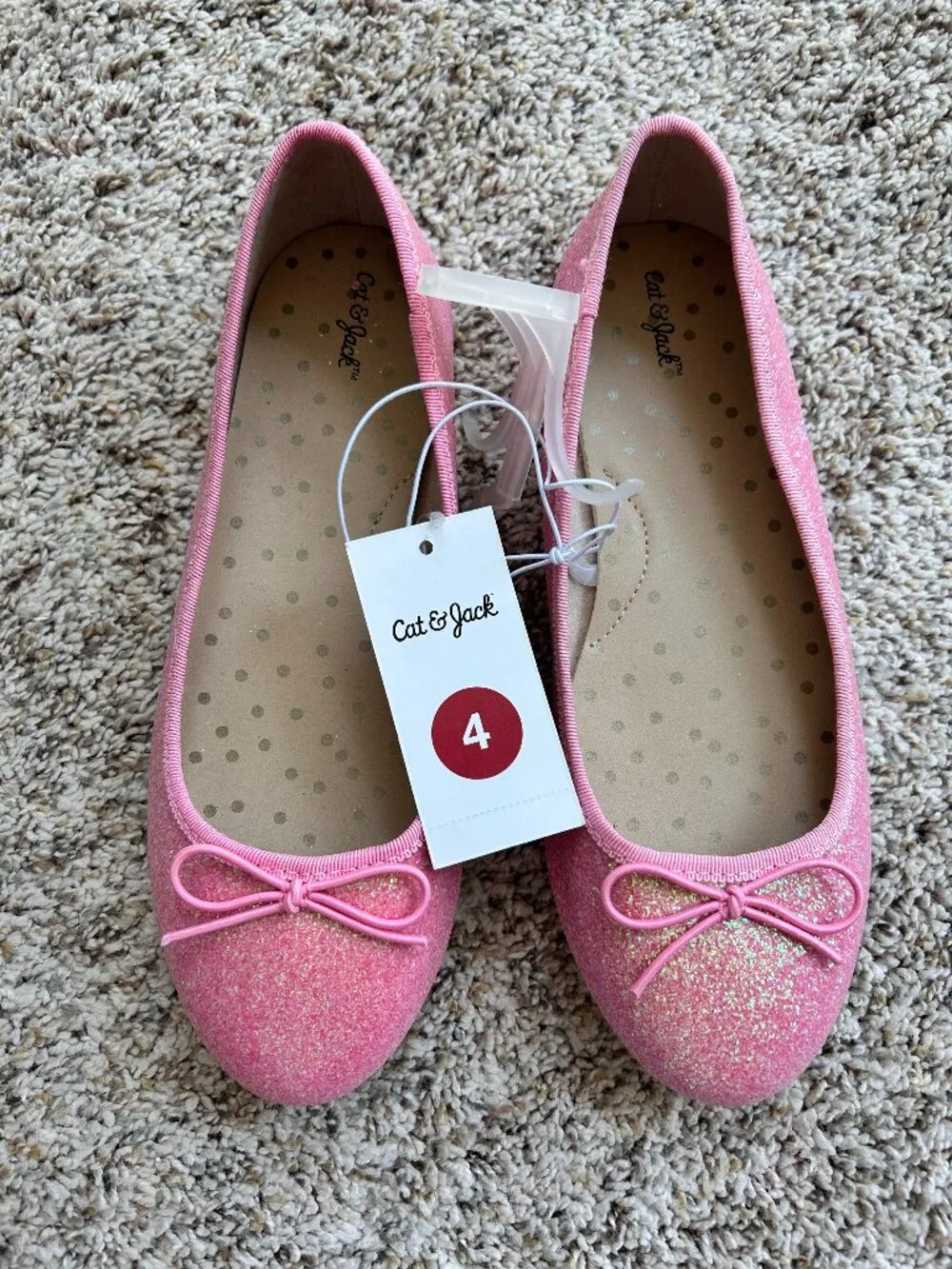 Cat and Jack Glitter Pink Flats Size 4